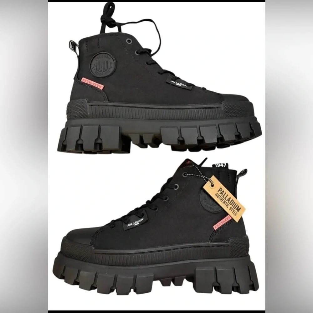NWT Palladium HI TX All Black Boots Size 6.5 womens - Picture 2 of 5